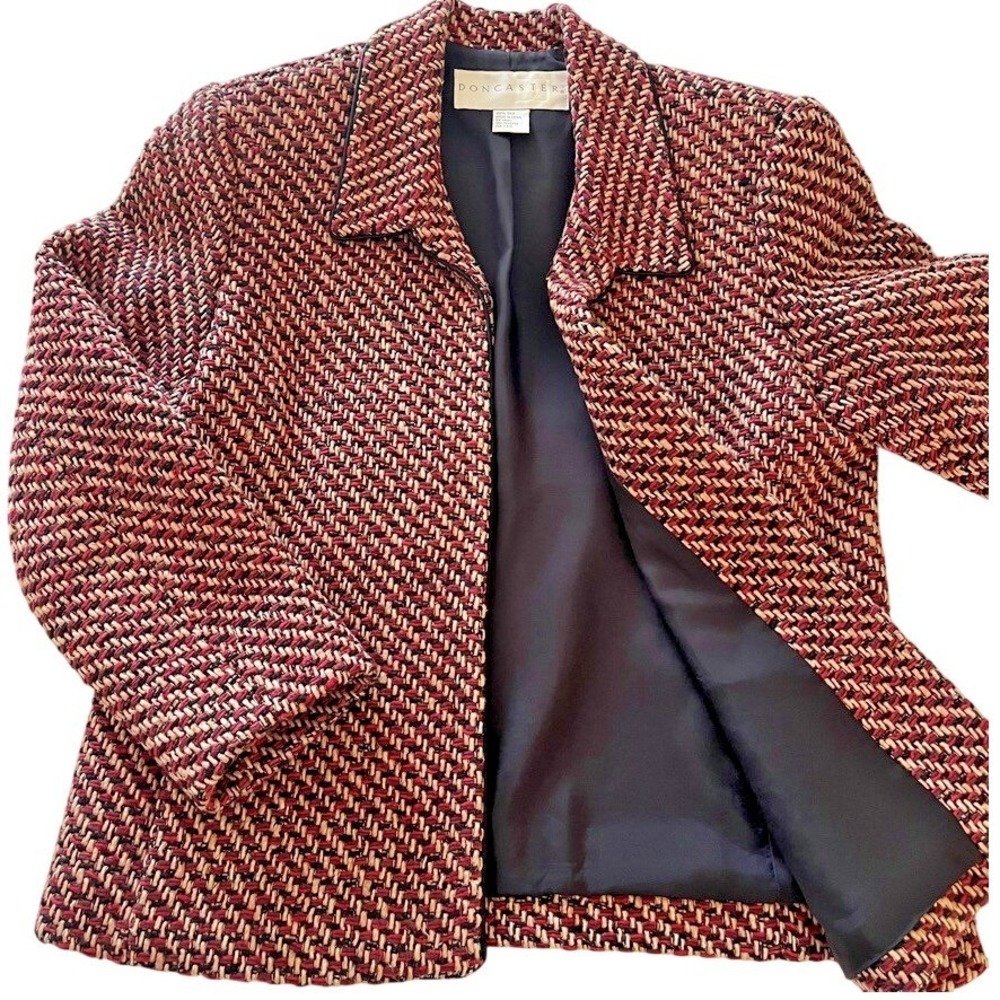 Doncaster‎ 100% Silk Tweed Jacket Womens 6 Multicolor Textured Woven Blazer